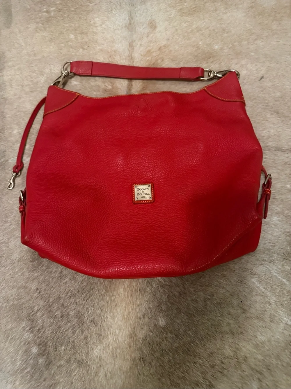 Dooney & Bourke Red Pebble Leather Hobo Bag Clean Clean